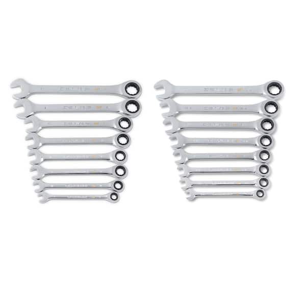 GEARWRENCH Combination Ratcheting Wrench Set SAE/MM (16-Piece)