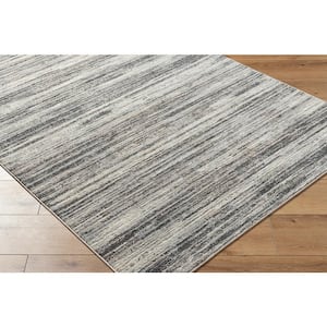 Marbella Charcoal/Light Gray Striped 8 ft. x 10 ft. Indoor Area Rug