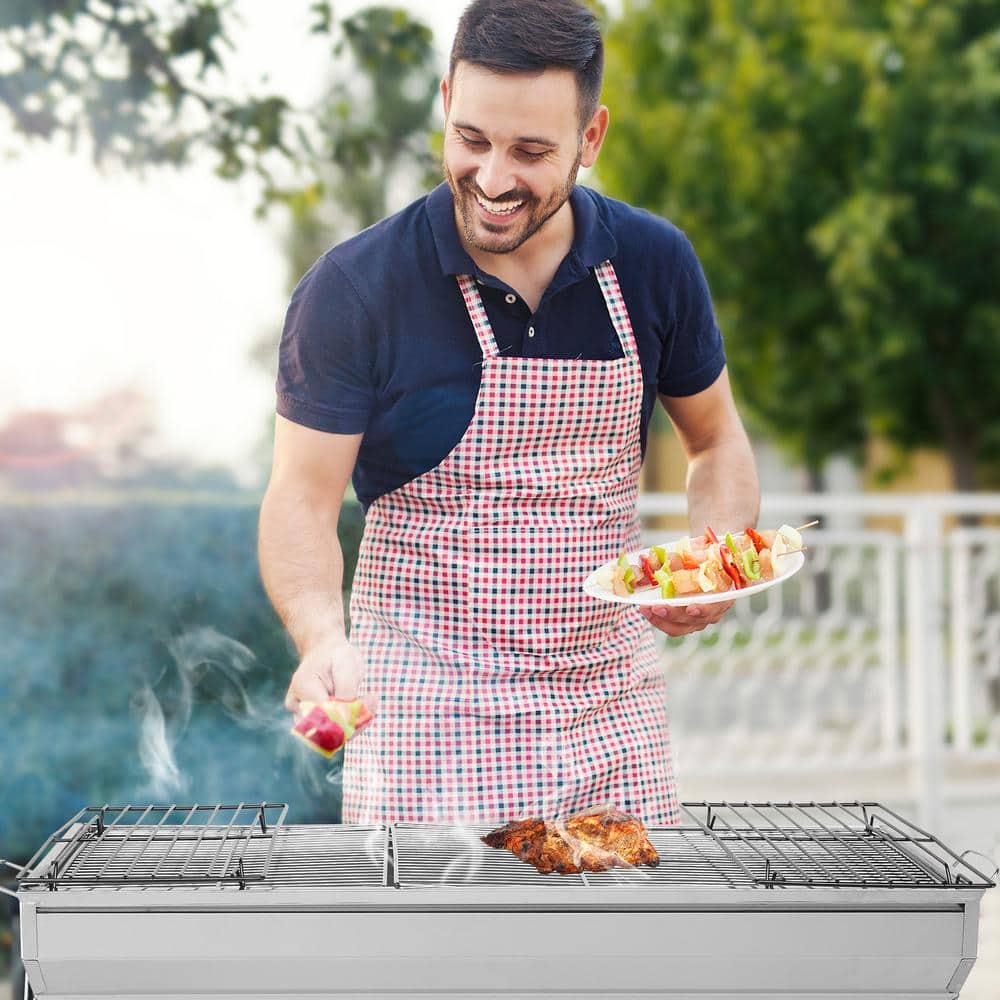 Portable Stainless Steel Charcoal Grill with Folding Legs