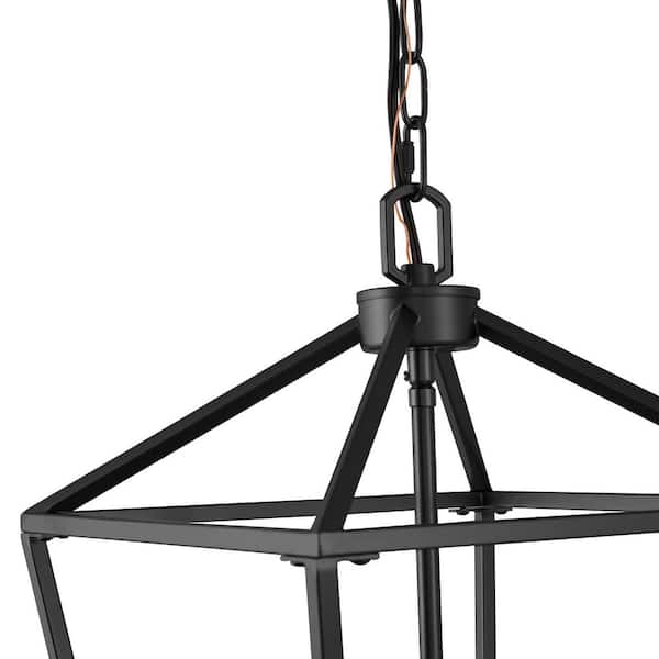 Emeritpro 4-Light Black Cage Chandelier Pendant Light with Iron