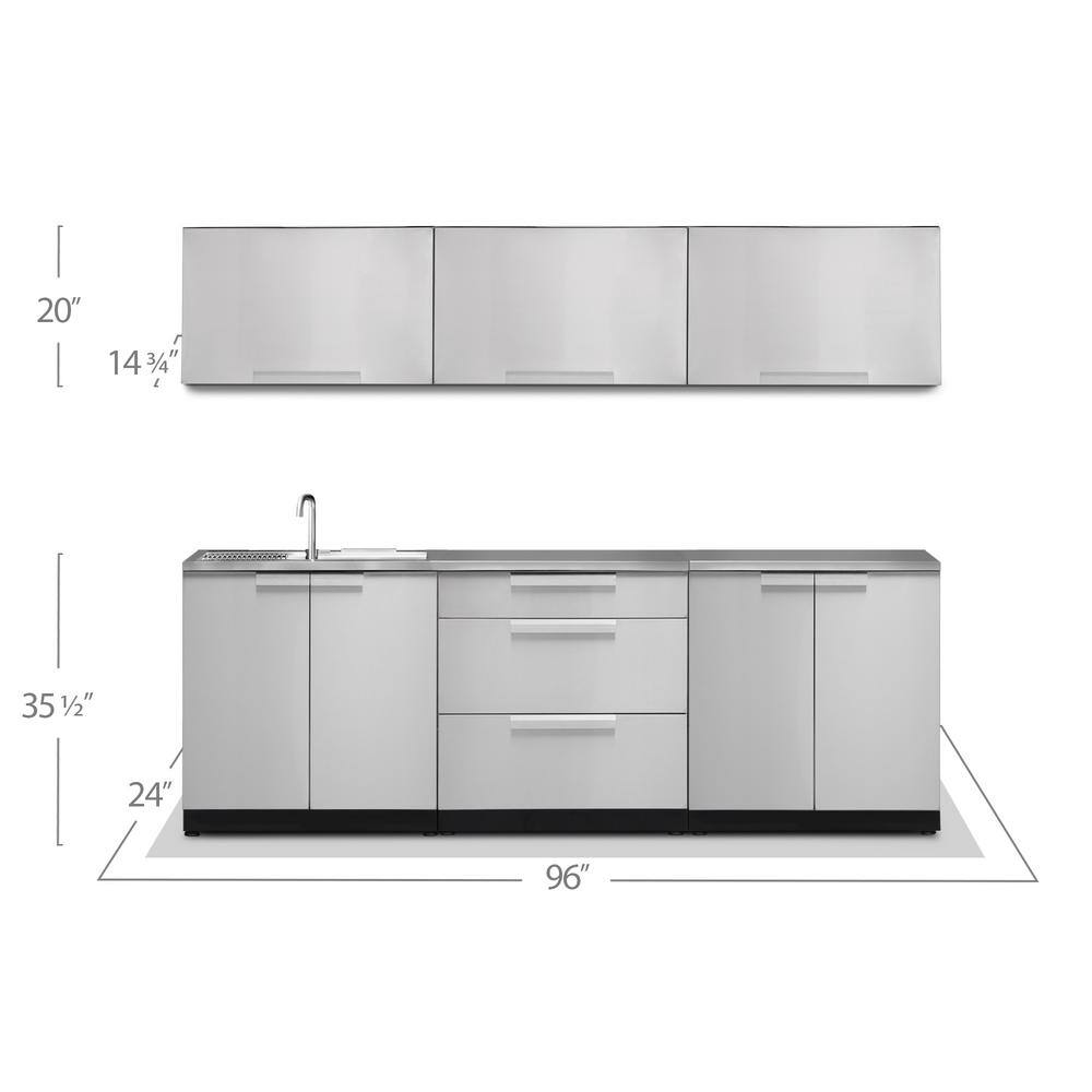 Stainless Steel 96" Modern Outdoor Kitchen Cabinet Set with Countertop