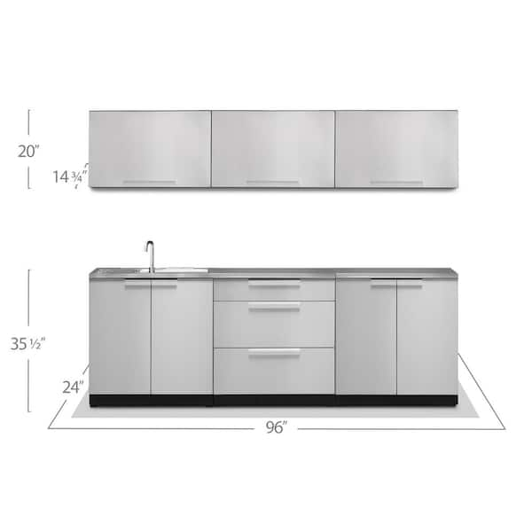 Outdoor Kitchen 96 W x 24 D Stainless Steel 4-Piece Modular Cabinet Set