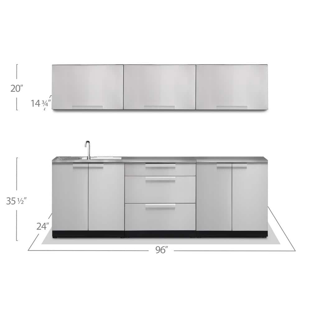 96-Inch Stainless Steel Outdoor Kitchen Cabinet Set with Countertop and Sink
