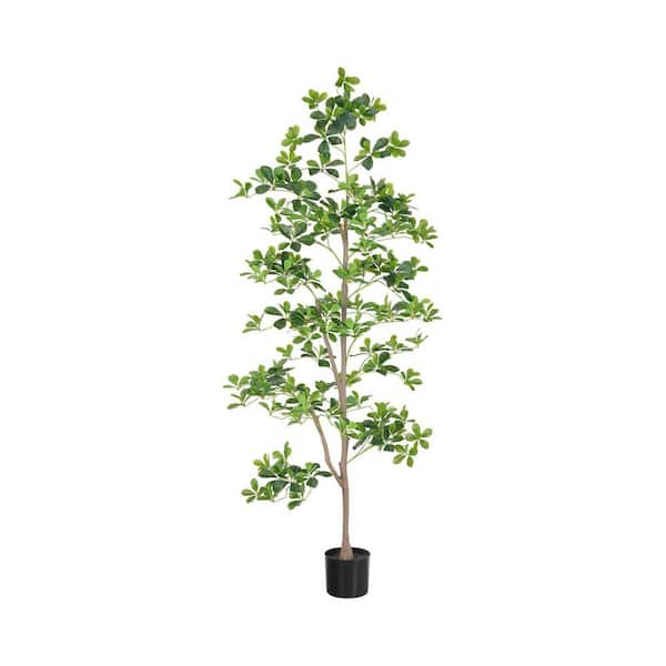 Garvee 5. 9 ft. Fake Schefflera Tree, Artificial Schefflera Tree With Natural Trunk And Leaves, Faux Potted Tree