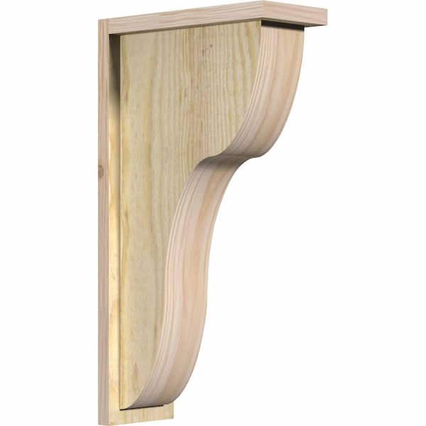 Ekena Millwork 6 in. x 14 in. x 26 in. Douglas Fir Carmel Rough Sawn Corbel with Backplate