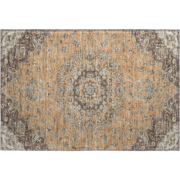 Mayfield Premium Machine Washable Abstract AMF2495 Copper 2 ft. x 3 ft. Accent Rug