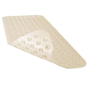 16 in. x 40 in. Non-Slip Bathtub Mat with Suction Cups and Drain Holes in Beige