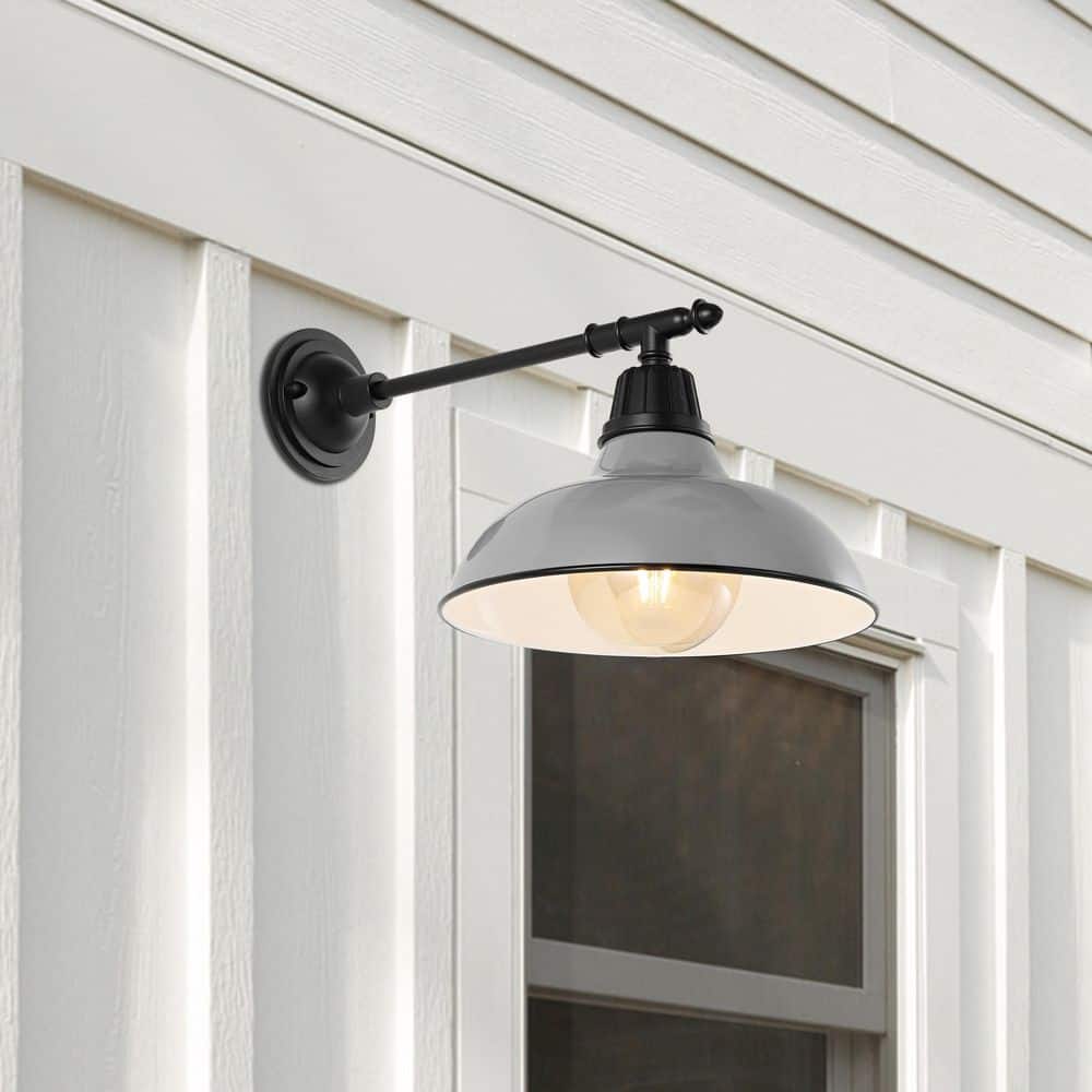 Gray and Black Iron Industrial Farmhouse Wall Sconce