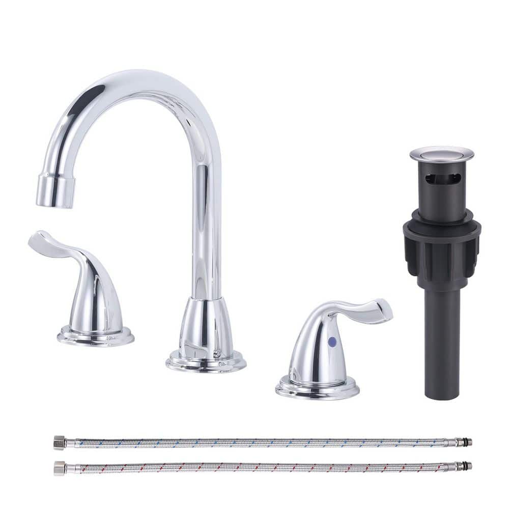 8 in. Widespread Double-Handle Bathroom Faucet with Pop-Up Drain in Polished Chrome price history on PriceWatchPro