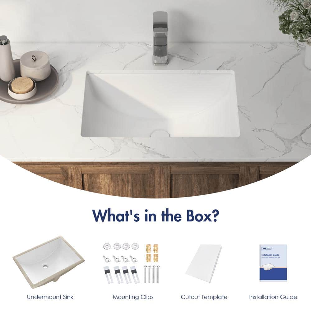 Denbigh 21'' White Ceramic Rectangular Undermount Sink
