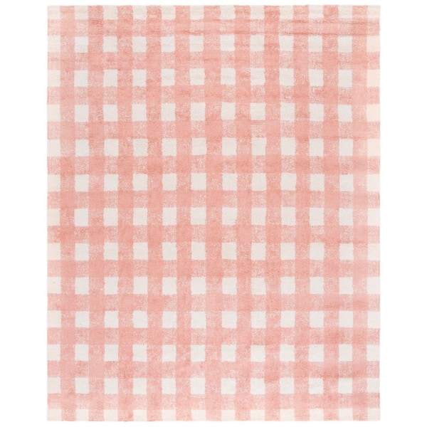 Easy Care 8 ft. x 10 ft. Ivory/Rust Solid Lattice Grid Area Rug