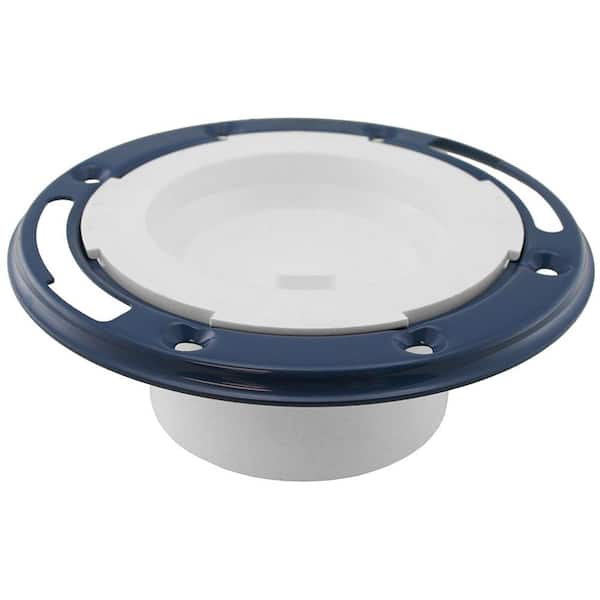 JONES STEPHENS 7 in. O.D. Plumbfit PVC Closet (Toilet) Flange w/Metal Ring & Knockout, Fits Over 3 in. or Inside 4 in. Sch 40 DWV Pipe