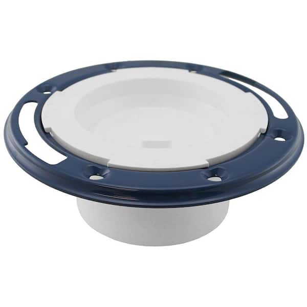 JONES STEPHENS 7 in. O.D. Plumbfit PVC Closet (Toilet) Flange with Metal Ring and Knockout, Fits Over 4 in. Schedule 40 DWV Pipe