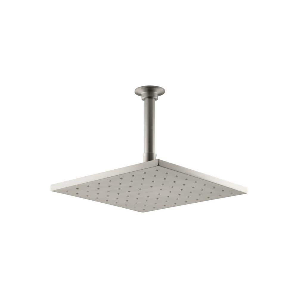 1-Spray 10 in. Single Ceiling Mount Fixed Rain Shower Head in Brushed Nickel
