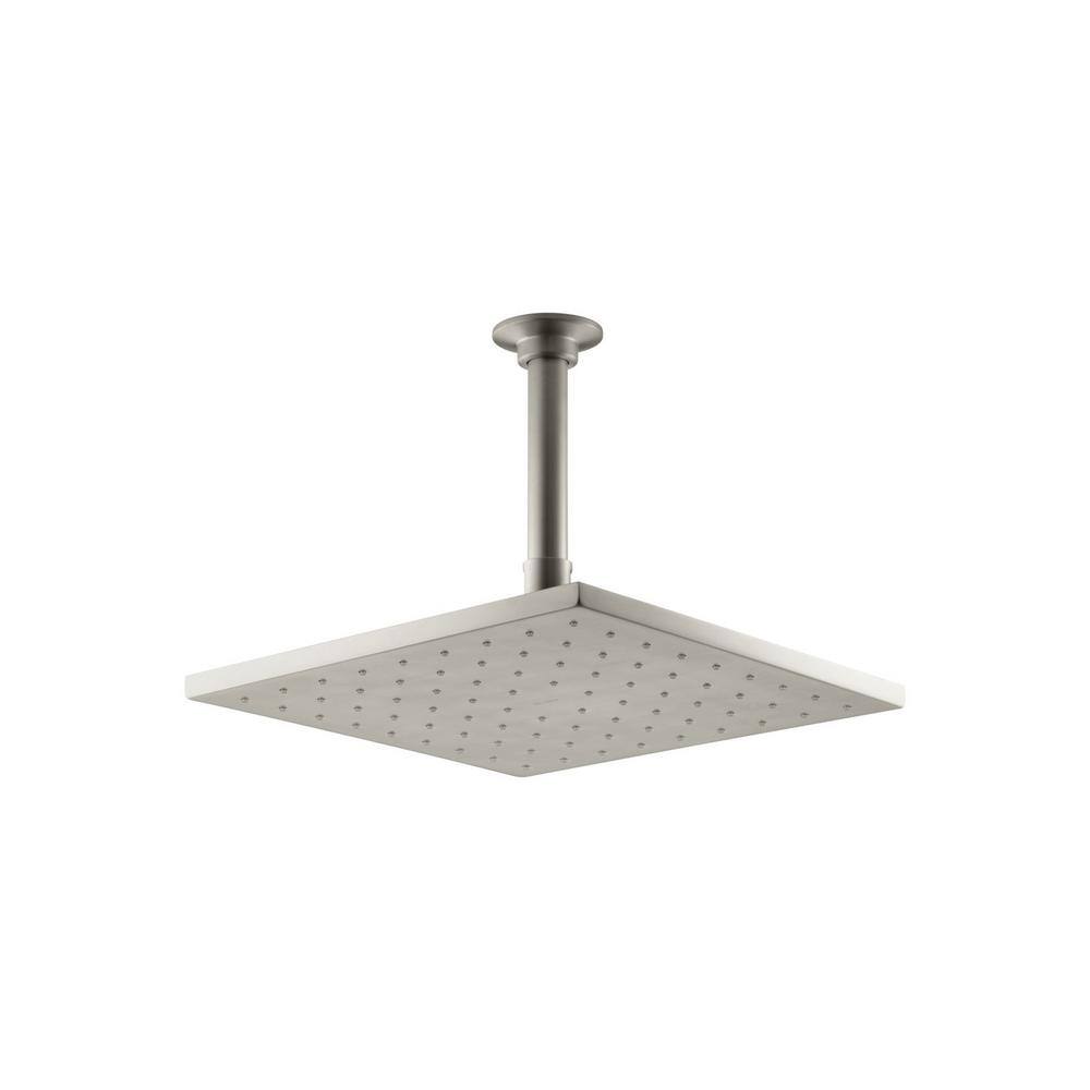  1-Spray Patterns 10 in. 1.75 GPM Rain Ceiling Mount Square Fixed Shower Head in Vibrant Brushed Nickel