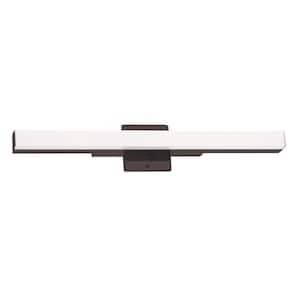 Torretta 23.62 in. W x 4.25 in. H 1-Light Matte Black Integrated LED Bathroom Vanity Light with White Acrylic Shade