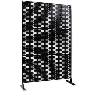 Anky 76 in. H x 48 in. W Steel Garden Fence, Metal Privacy Screens and Panels with Free Standing in Black