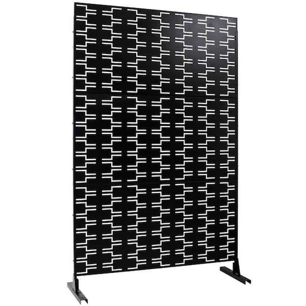 Miscool Anky 76 in. H x 48 in. W Steel Garden Fence, Metal Privacy Screens and Panels with Free Standing in Black