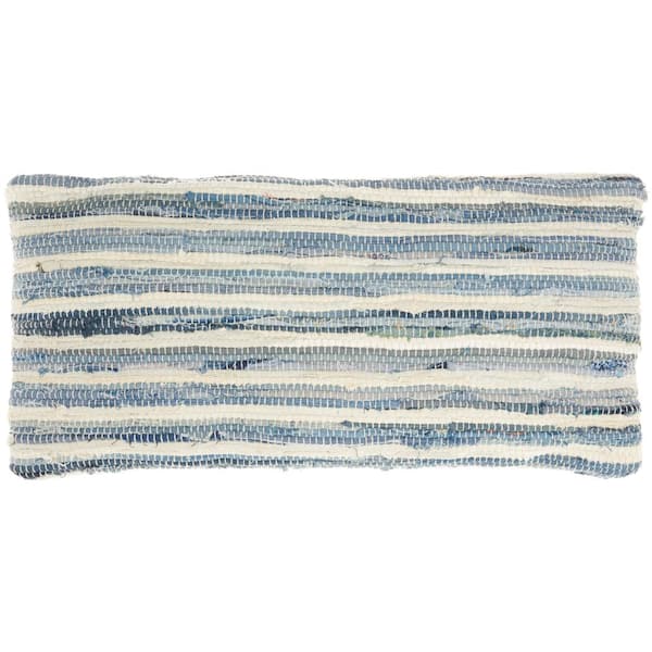 Mina Victory Lifestyles Denim 14 in. x 30 in. Rectangle Throw Pillow