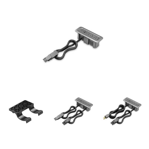 Wiremold ModPower Magnesium 3-Outlet Power Strip with USB A/C, 3/10 Ft Cord and Cord Mounting Clips Combo (11 Piece)