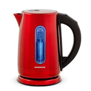 7-Cup Stainless Steel Corded Electric Kettle with 5 Temperature Control Settings, Auto Shut-Off, Red KS58R