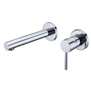Modern Single Handle Wall Mounted Bathroom Faucet with Rough in Valve in Chrome