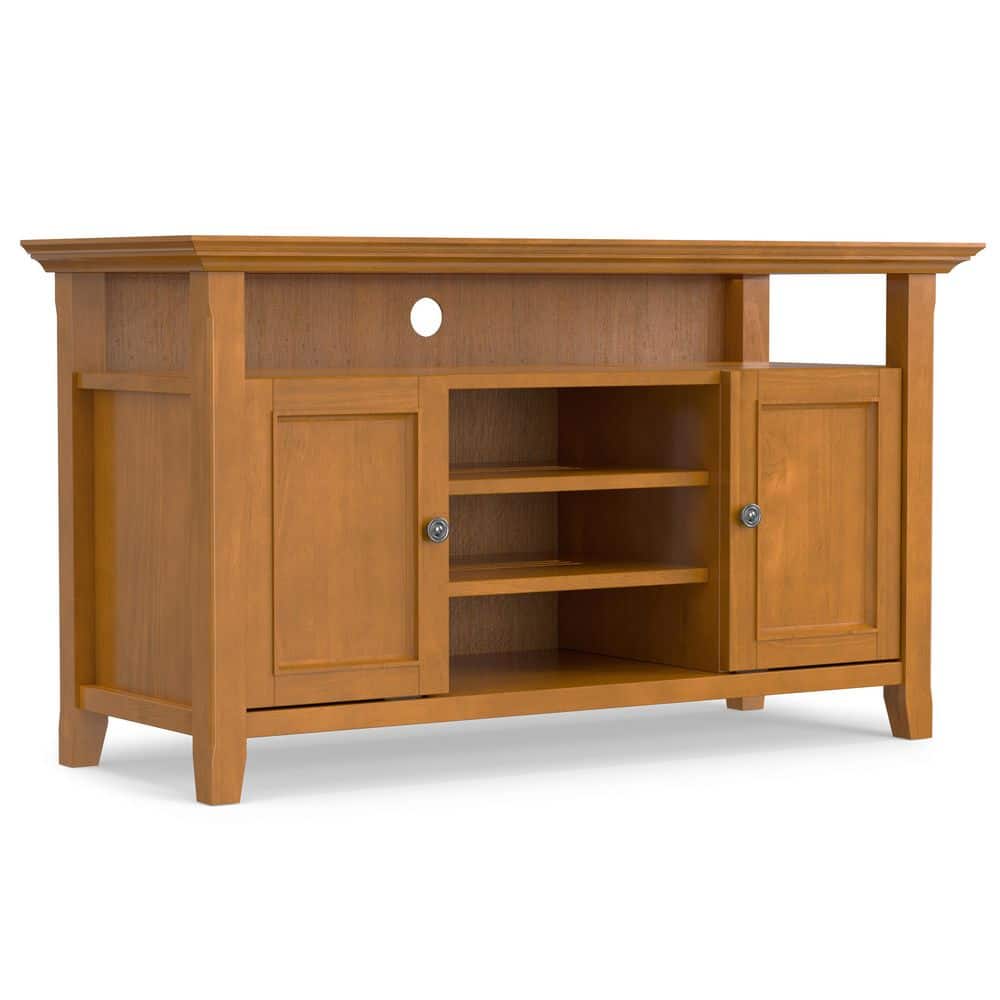 Simpli Home Amherst 54 in. Light Golden Brown Wood TV Stand Fits
