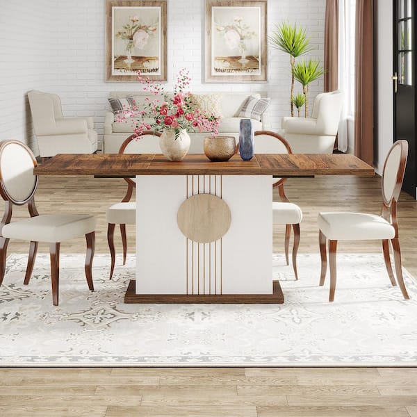 BYBLIGHT Roesler Modern Brown & White Wood 55 in. W