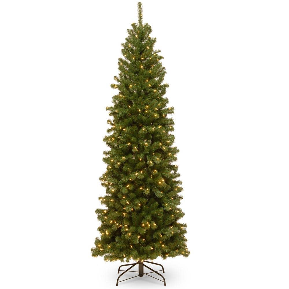 National Tree 7' North Valley Spruce Pencil Slim Tree with Clear Lights