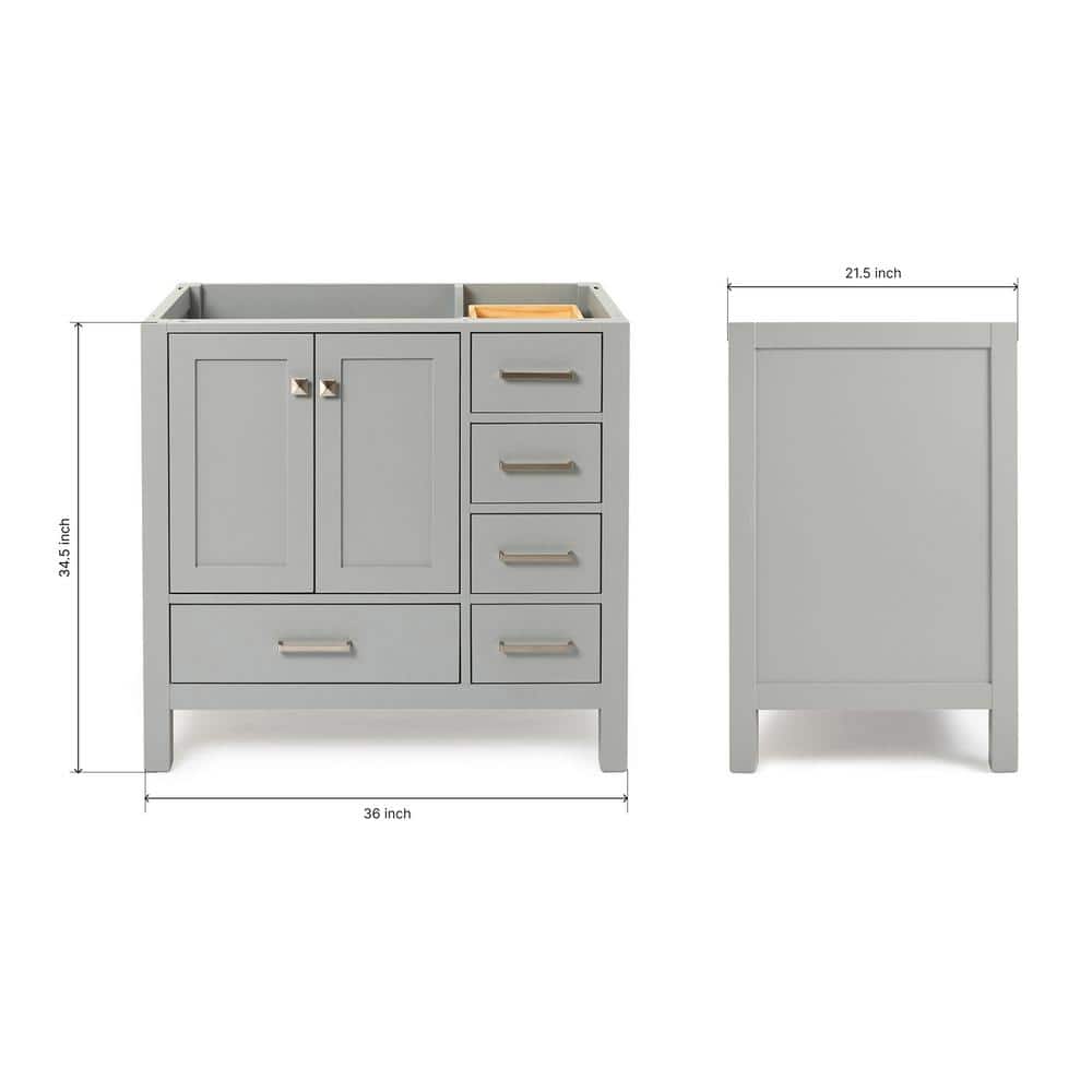 Cambridge 36" Gray Solid Wood Freestanding Vanity Cabinet