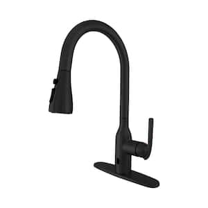Single Handle Pull-Down Sprayer Kitchen Faucet with Motion Activation in Matte Black