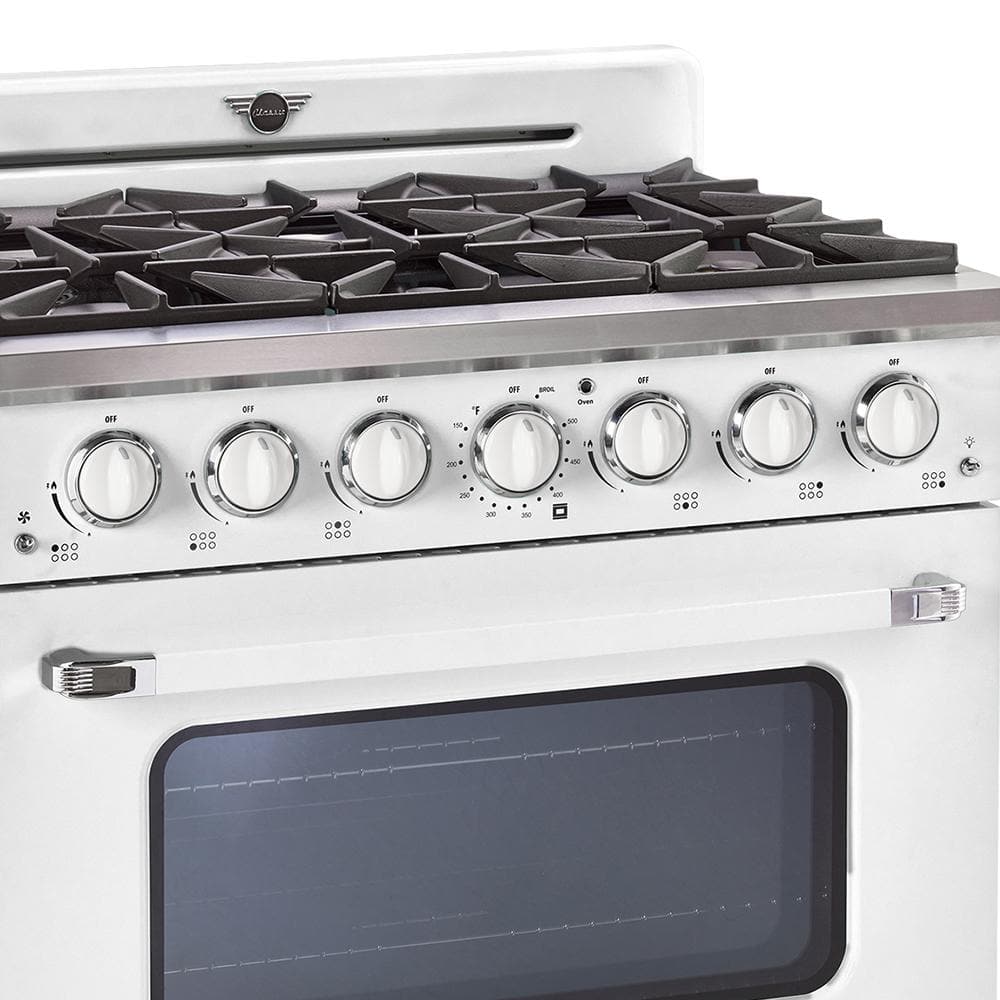 Marshmallow White 36" Retro Freestanding Gas Range with Convection Oven