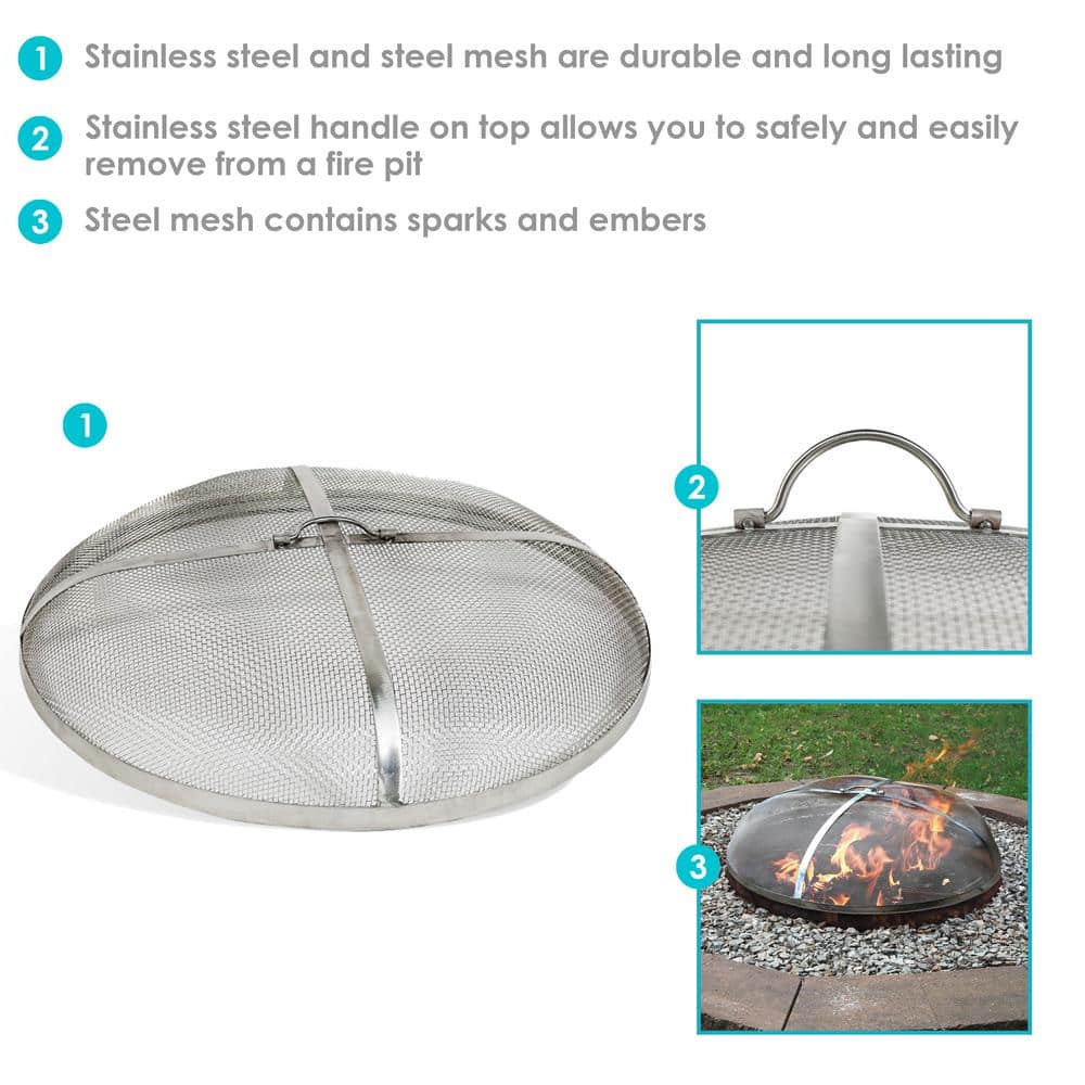 36-Inch Silver Stainless Steel Mesh Fire Pit Spark Screen Cover