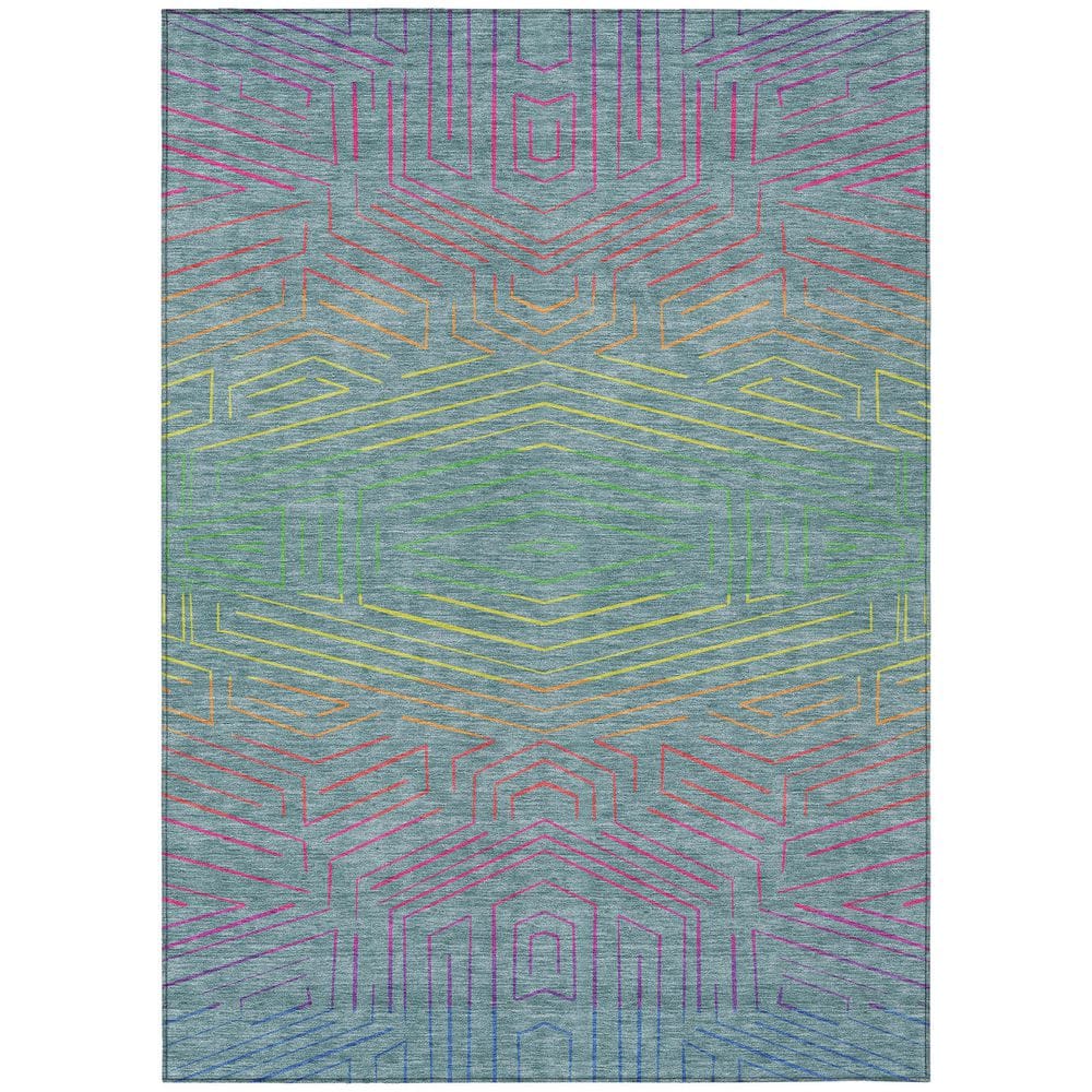 Chantille Machine Washable Indoor/Outdoor Abstract ACN2830 Teal 5 ft. x 7 ft. 6 in. Area Rug price history on PriceWatchPro