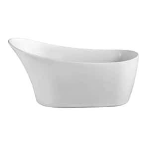 63 in. Acrylic Flatbottom Non-Whirlpool Bathtub in Glossy White with Glossy White Drain