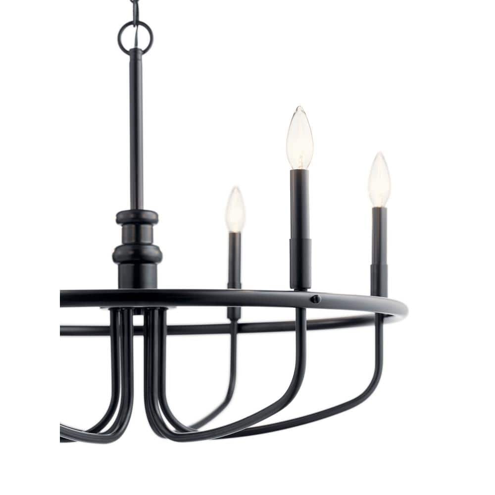 Capitol Hill Modern Black 6-Light Chandelier with Candle Sleeves