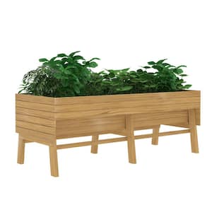 71 in. L x 31 in. W Large Wooden Raised Garden Bed Outdoor with Legs and Liner, Natural