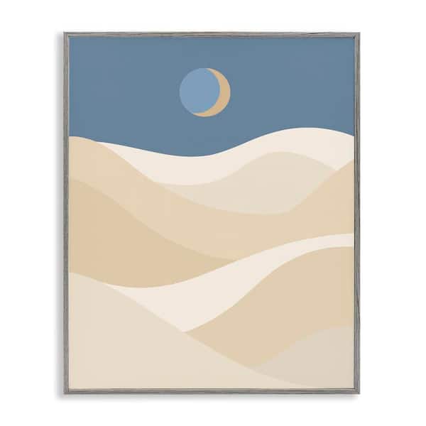 Stupell Industries Crescent Moon over Dunes by Daphne Polselli Gray Framed Nature Giclee Art Print 20 in. x 16 in.