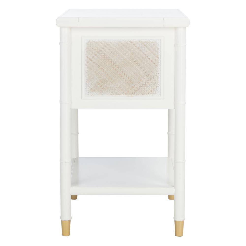 Elegant White and Gold Bamboo-Style Storage End Table