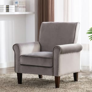 Stoke Moon Bedroom Accent Chair Velvet Upholstered Armchair for Living Room - Grey