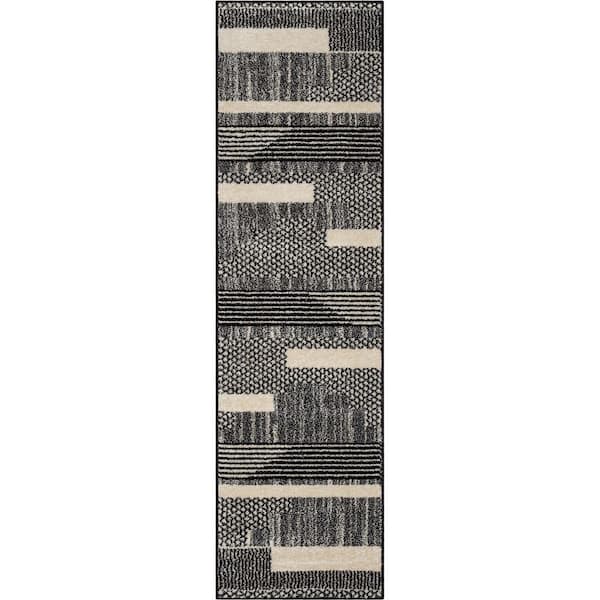 Black Dark Grey 2 ft. x 7 ft. 3 in. Mystic Athena Tribal Moroccan Runner Area Rug