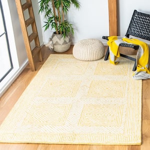 Roslyn Yellow/Ivory 4 ft. x 6 ft. Diamond Square Area Rug