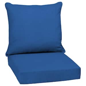 24 in. x 24 in. 2-Piece Deep Seating Outdoor Lounge Chair Cushion in Cobalt Blue Texture