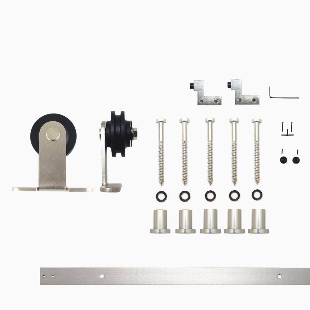 6 ft./72 in. Brushed Nickel Non-Bypass Sliding Barn Door Hardware Kit T-Shape Design Roller for Single Door price history on PriceWatchPro