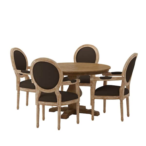 Noble House Alamosa 5-Piece Natural and Brown Dining Set