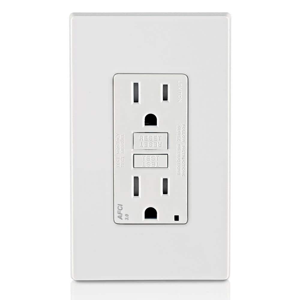 White 15 Amp Tamper-Resistant AFCI Outlet with LED Indicator