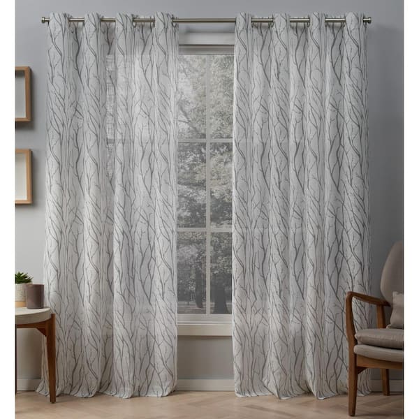 EXCLUSIVE HOME Oakdale Dove Grey Nature Light Filtering Grommet Top Curtain, 54 in. W x 96 in. L (Set of 2)