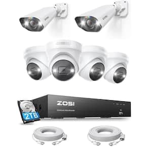 4K 8MP 8-Channel 2TB PoE NVR Security Camera System with 6 4K Wired Spotlight Cameras, AI Person Vehicle Detection
