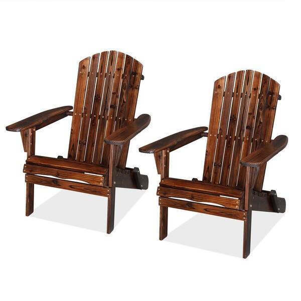 Karl home Patio Solid Wood Dark Brown Folding Adirondack Chair