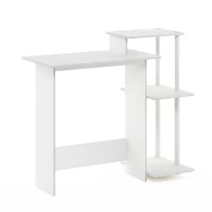 Efficient 40 in. Rectangular White/White Computer Desk with Shelves